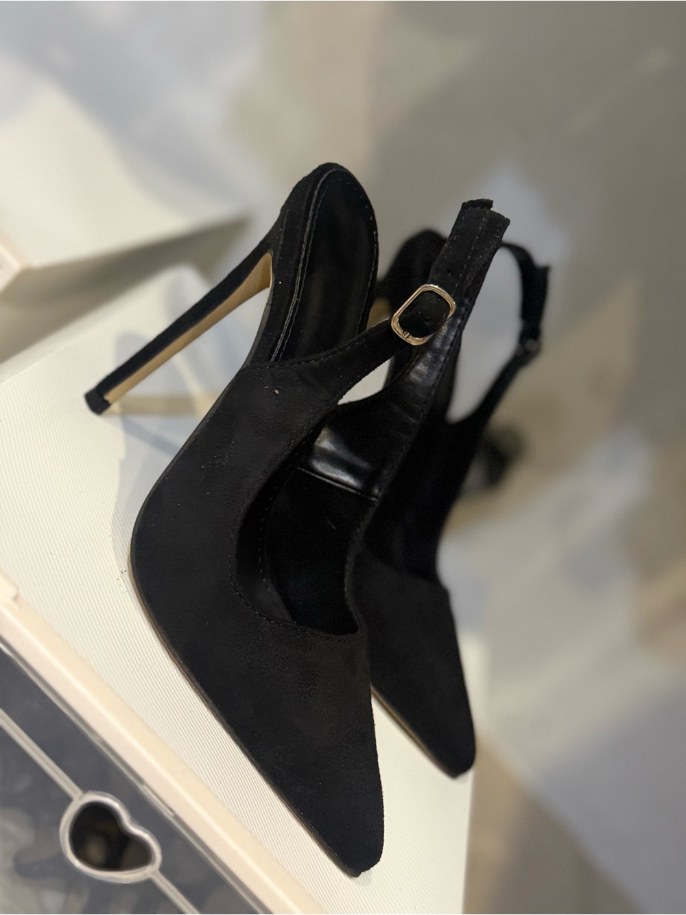 Women's Black Pointed Slingback Heels